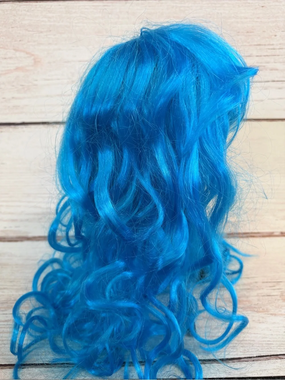 Bright Blue Women's Long Wavy Wig with Bangs